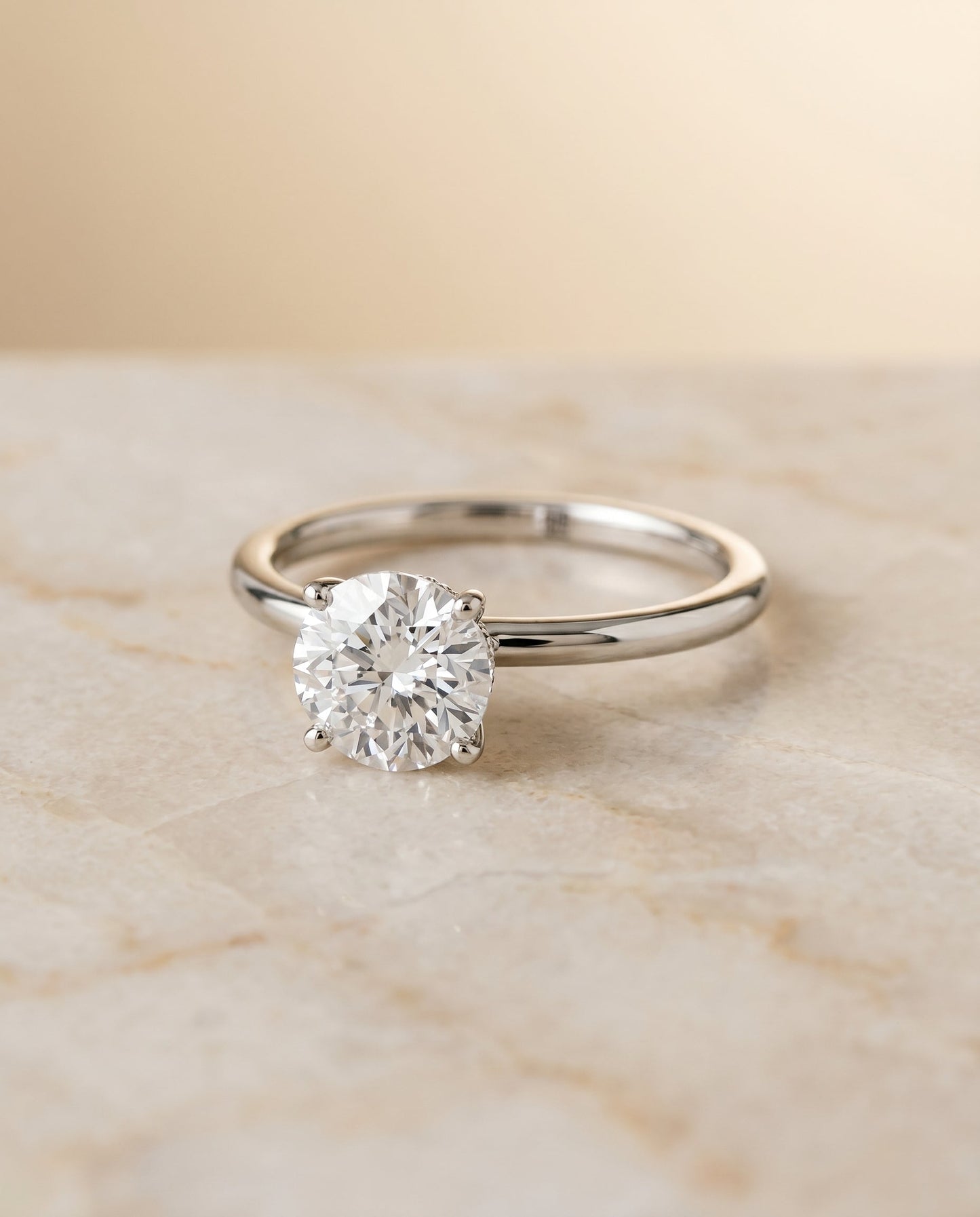 Cyndi Select Curved Hidden Halo Solitaire Oval in 18K White Gold – view 1