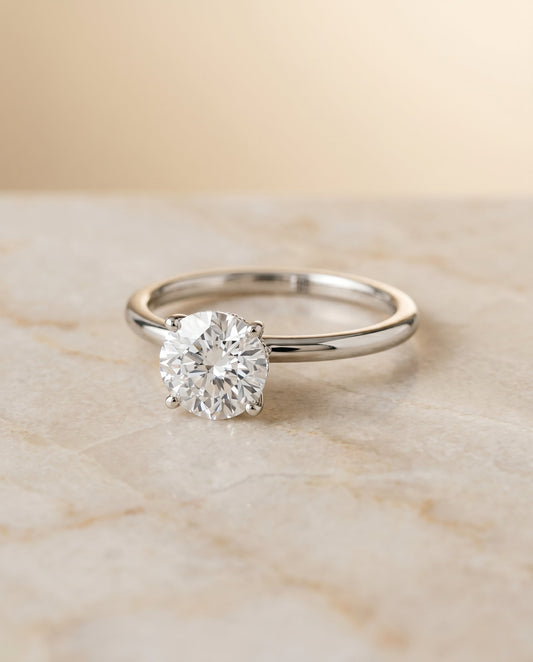 Cyndi Select Curved Hidden Halo Solitaire Oval in 18K White Gold – view 1