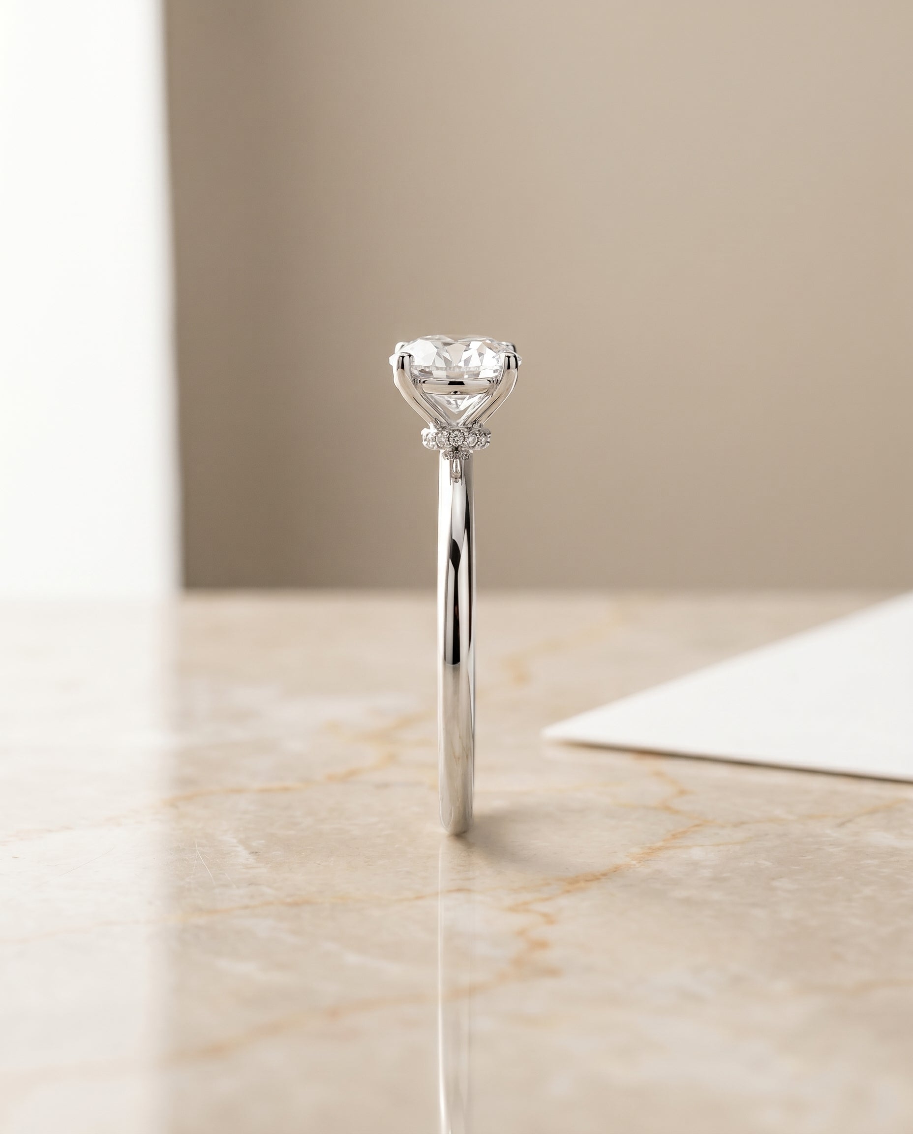 The Cyndi setting for round diamonds, made to order in 18K White Gold | RockHer
