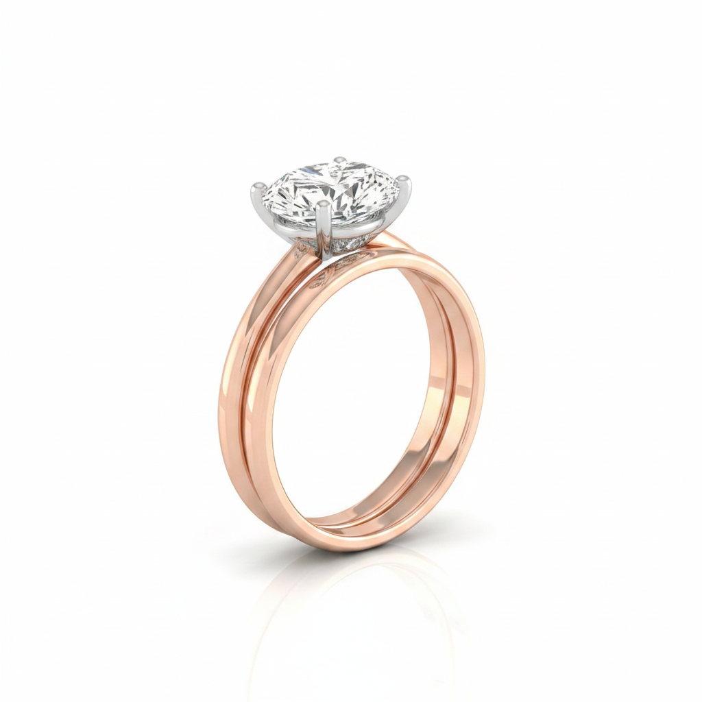 The Cyndi Matching Wedding Band, Oval in 14K Rose Gold