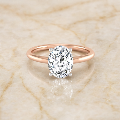 The Dolly Select Double Hidden Halo Solitaire Oval Lab Diamond Engagement Ring in 14K Rose Gold