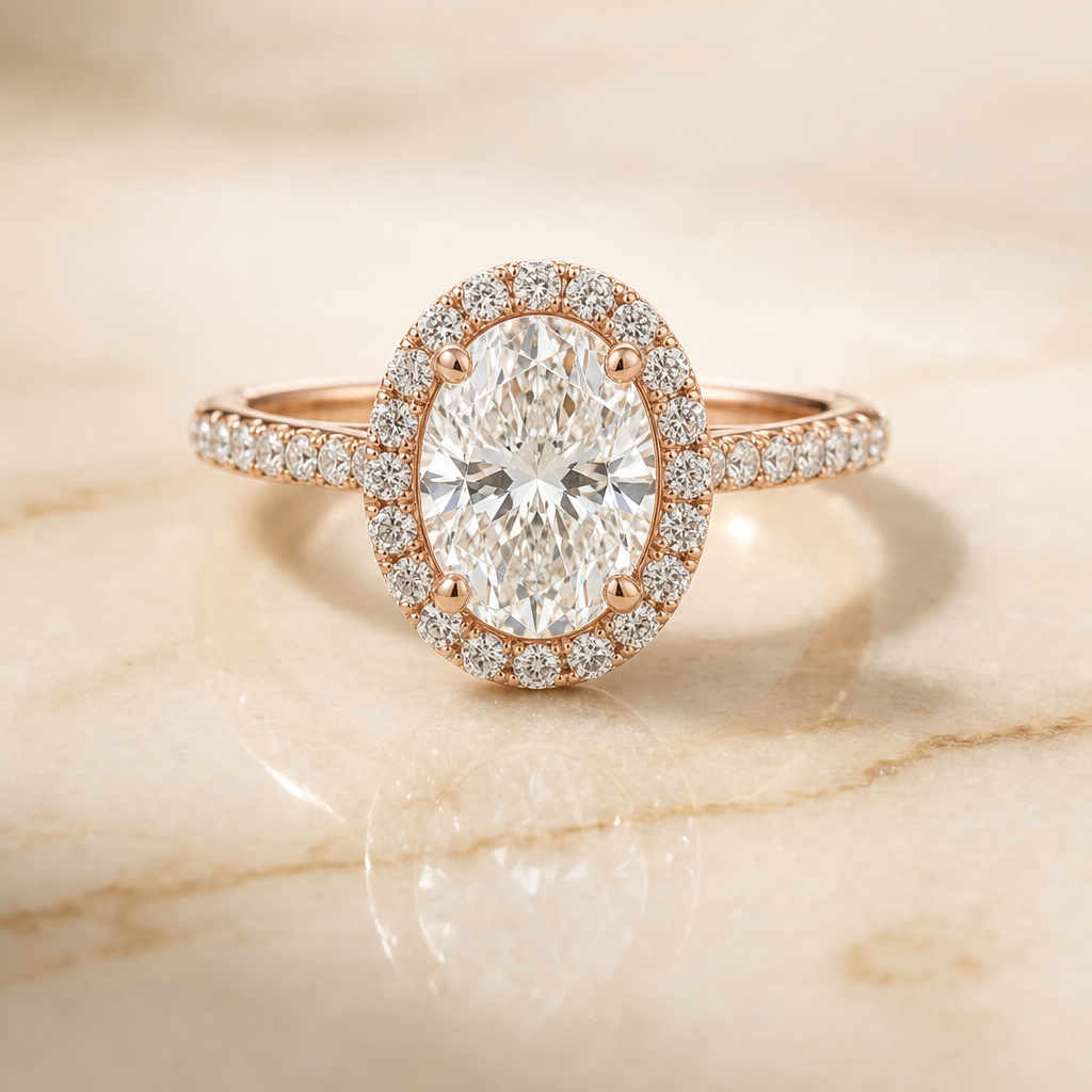 The Dylan oval engagement ring setting in 14K Rose Gold | RockHer