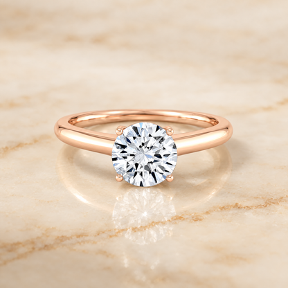 The Viola Contemporary Comfort Fit Flat Shank Solitaire Round Engagement Ring Setting in 14K Rose Gold