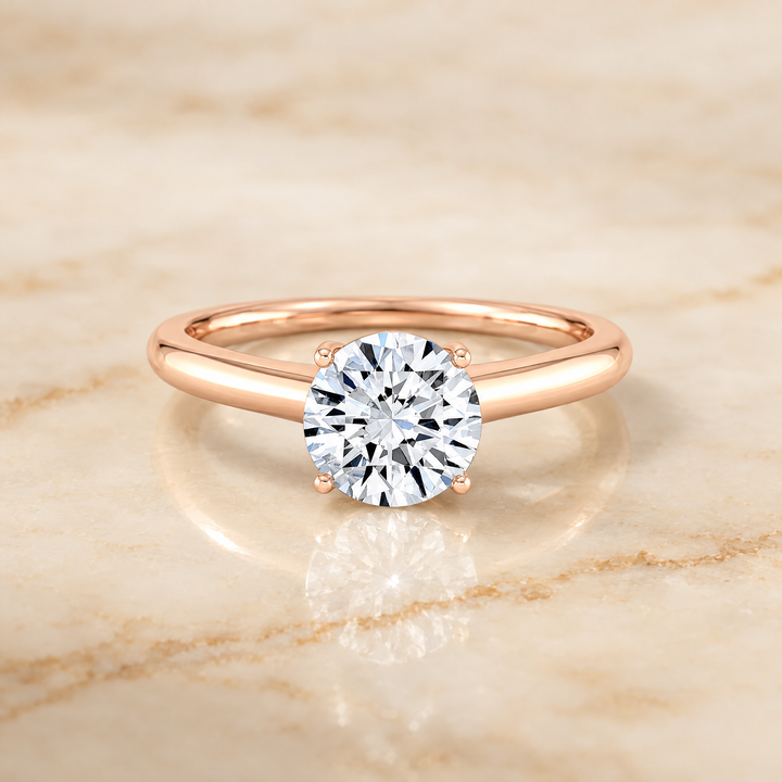 The Viola Contemporary Comfort Fit Flat Shank Solitaire Round Engagement Ring Setting in 14K Rose Gold