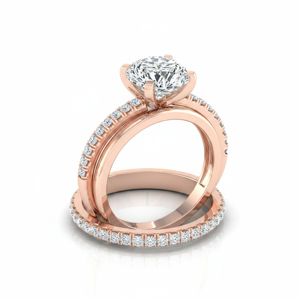The Daisy Matching Wedding Band, Cushion in 14K Rose Gold