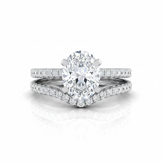 The Daisy Matching Wedding Band, Oval in 18K White Gold
