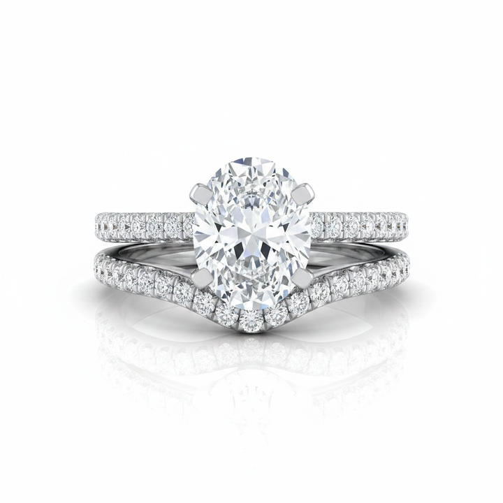 The Daisy Matching Wedding Band, Oval in 18K White Gold | RockHer