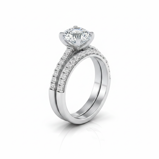 The Daisy Matching Wedding Band, Round in 18K White Gold
