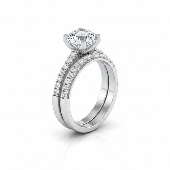The Daisy Matching Wedding Band, Round in 18K White Gold | RockHer