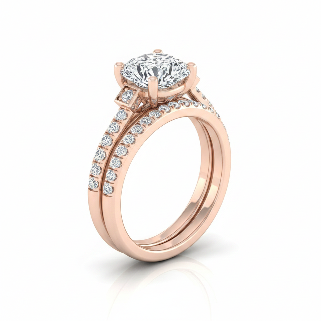 The Demi Matching Wedding Band, Cushion in 14K Rose Gold