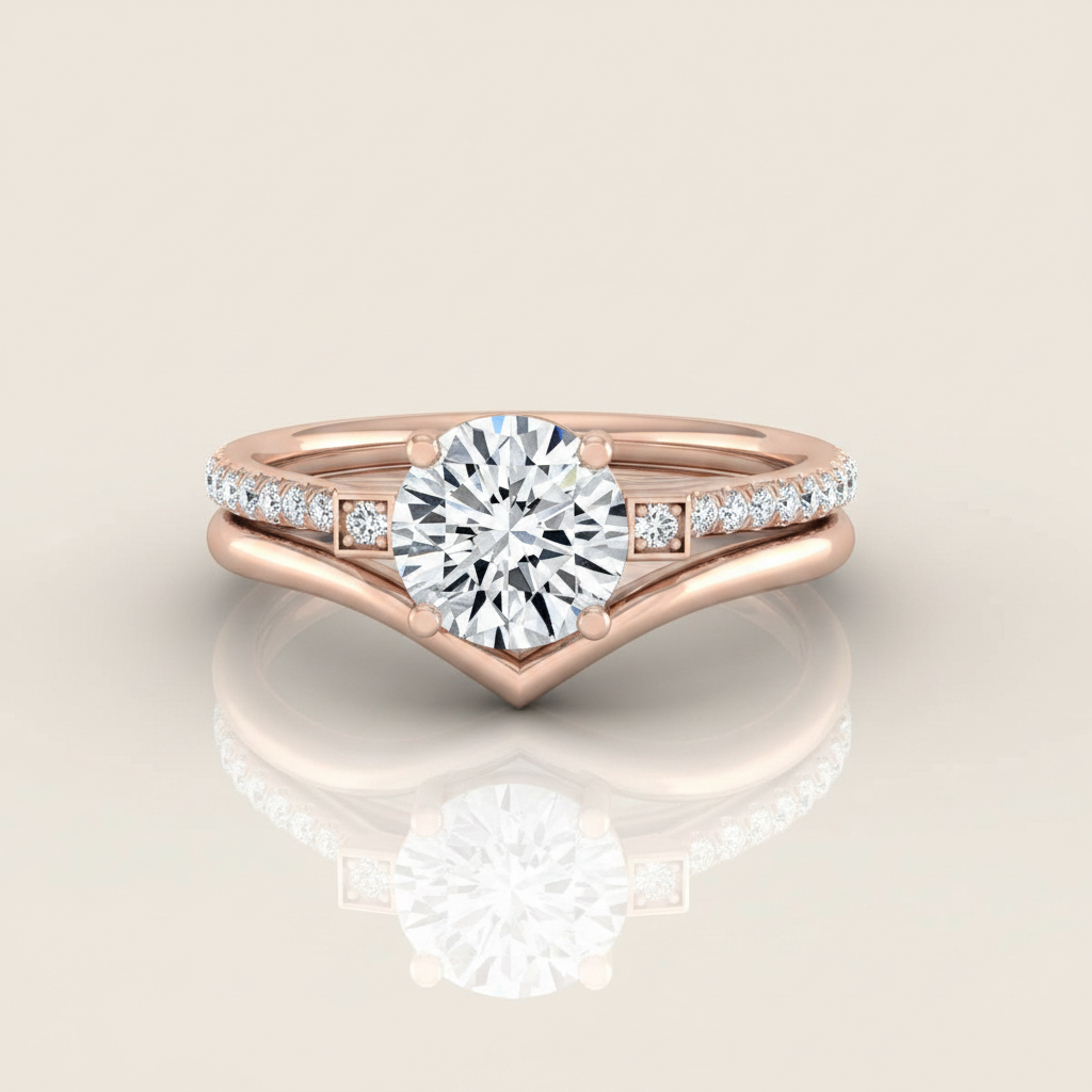 The Demi Matching Wedding Band, Round in 14K Rose Gold