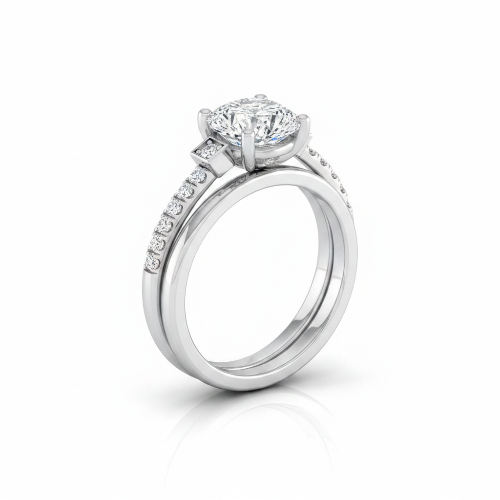 The Demi Matching Wedding Band, Cushion in 18K White Gold