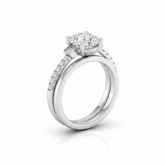 The Demi Matching Wedding Band, Cushion in 18K White Gold