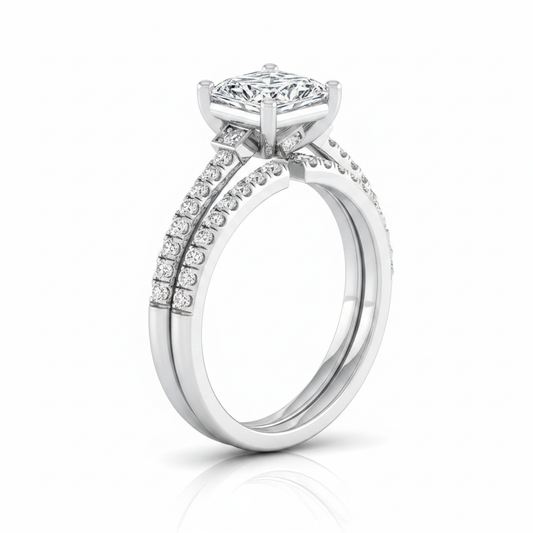 The Demi Matching Wedding Band, Princess in 18K White Gold