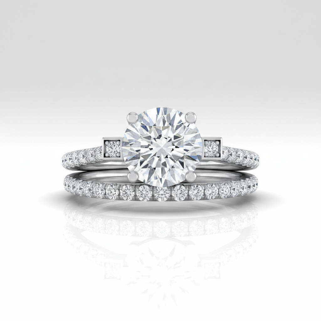 The Demi Matching Wedding Band, Round in 18K White Gold