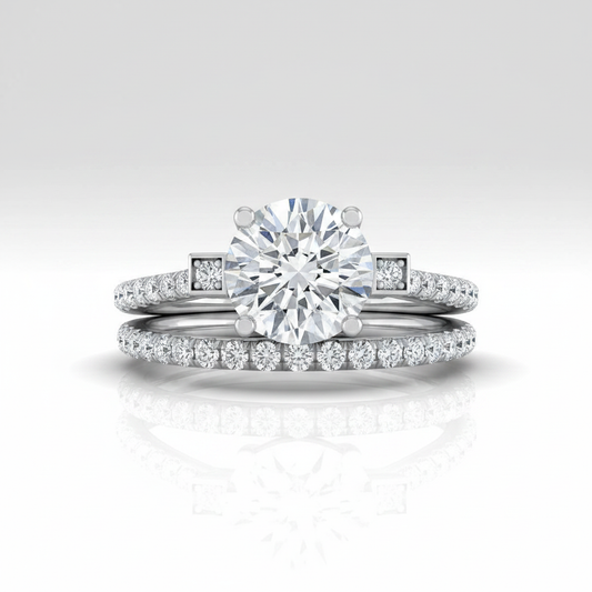The Demi Matching Wedding Band, Round in 18K White Gold