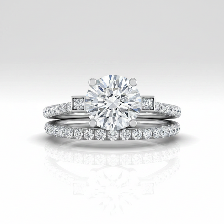 The Demi Matching Wedding Band, Round in 18K White Gold | RockHer