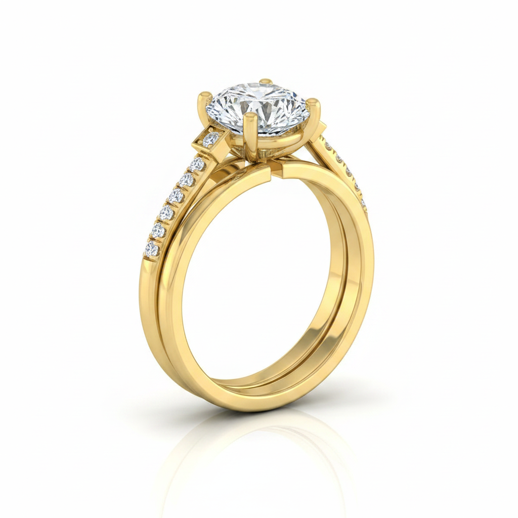 The Demi Matching Wedding Band, Round in 18K Yellow Gold