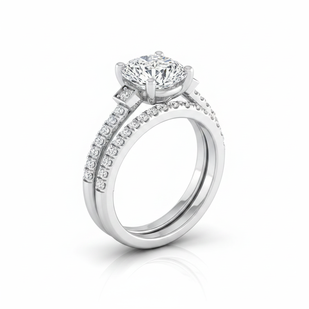 The Demi Matching Wedding Band, Cushion in Platinum