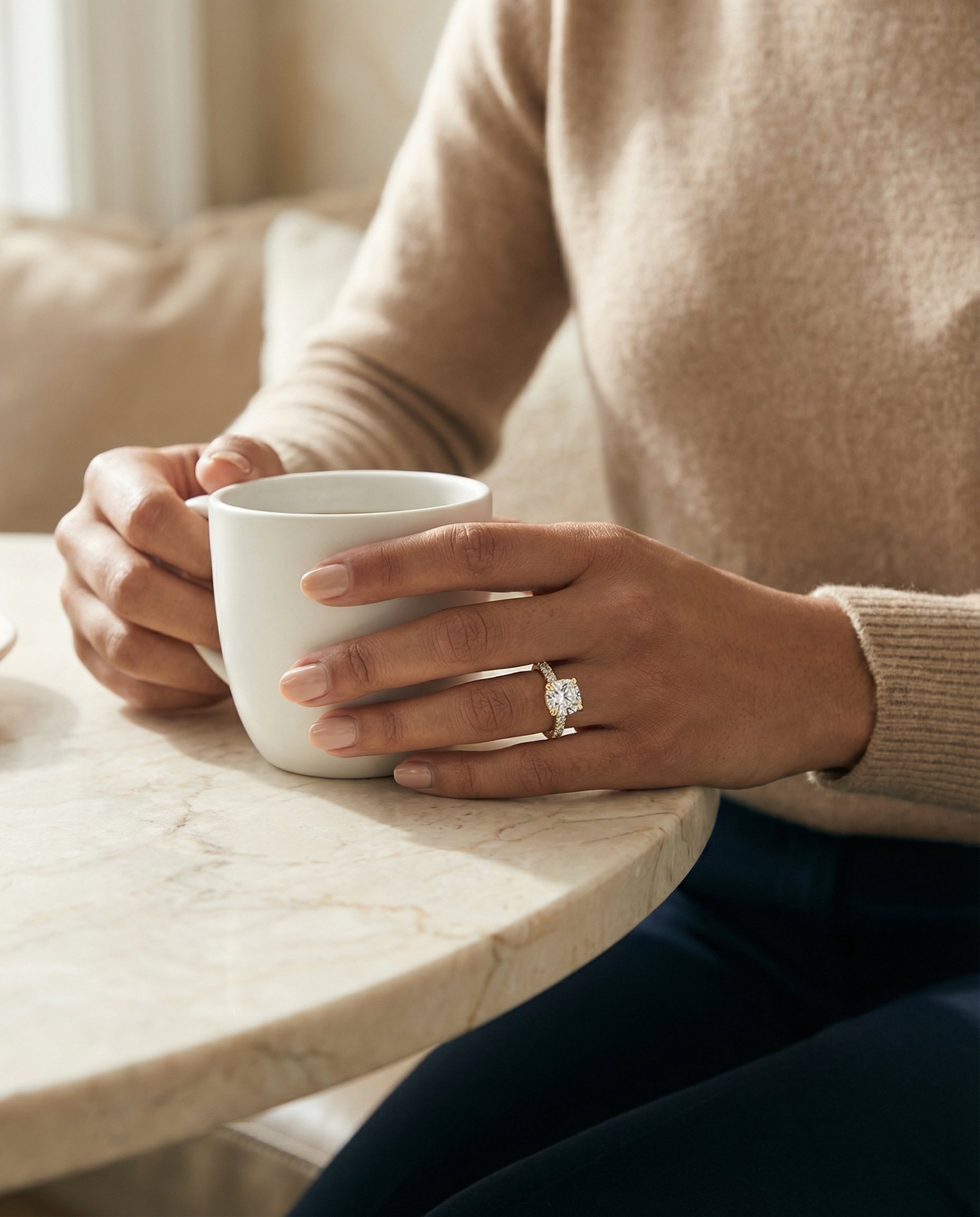 Made to order: The Tina cushion engagement ring setting in 18K Yellow Gold | RockHer