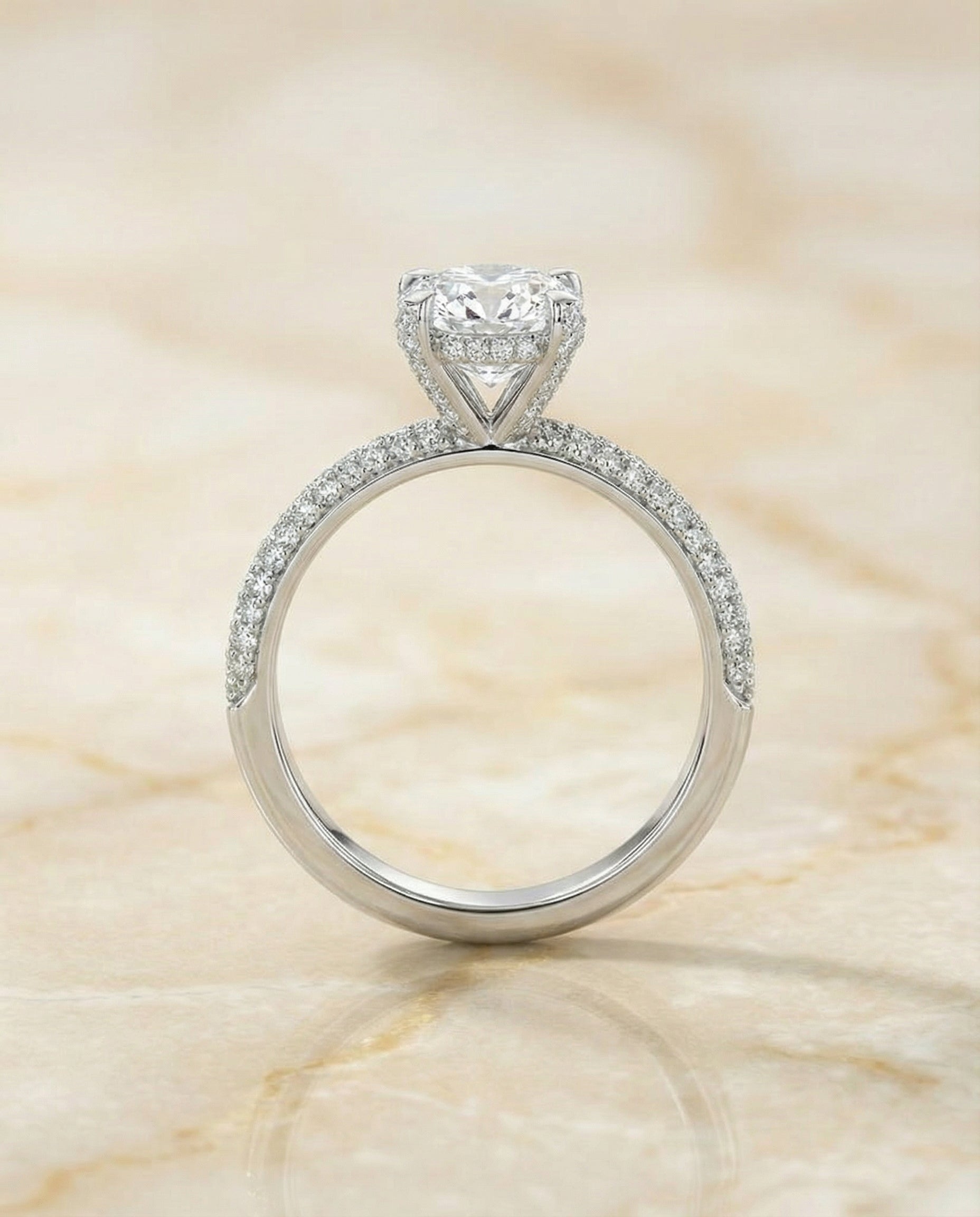 Select Triple Row Pavé Cut styling on The Tina cushion engagement ring setting | RockHer