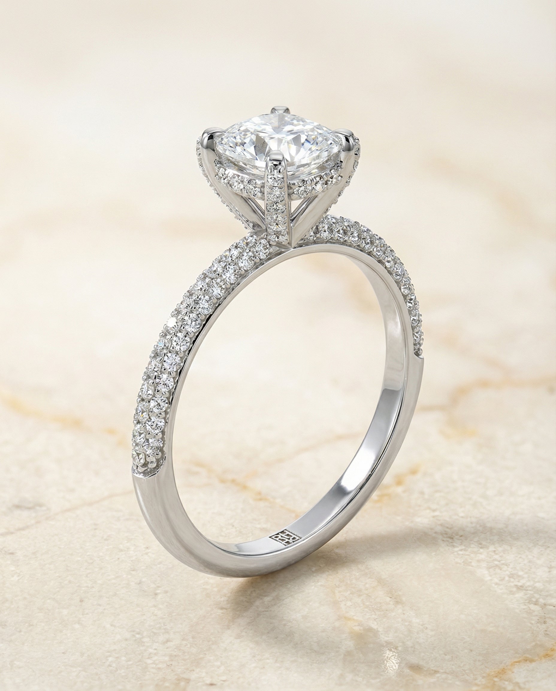 The Tina cushion engagement ring setting in Platinum | RockHer