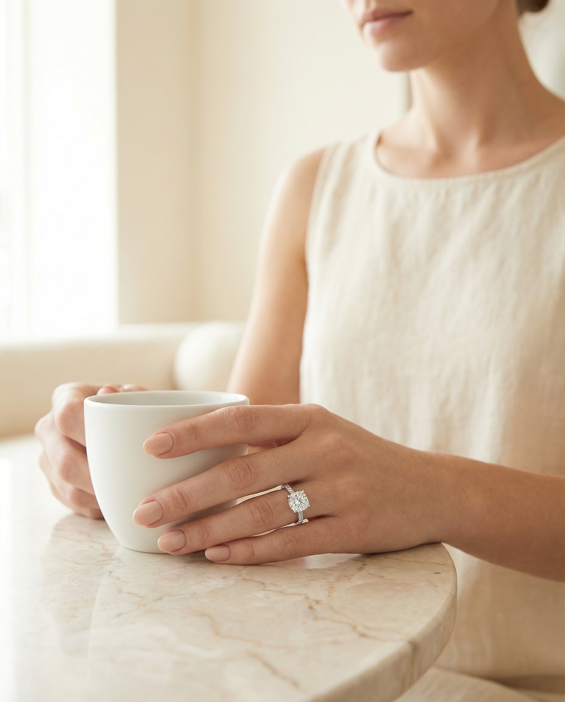 Made to order: The Tina cushion engagement ring setting in 18K White Gold | RockHer