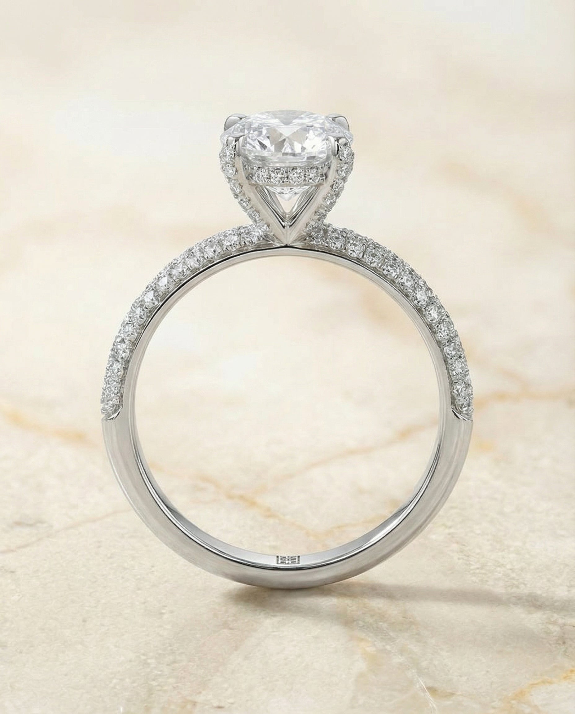 The Tina triple row pavé cut engagement ring setting, shown in Platinum | RockHer