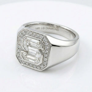 Women's Diamond Frame lab-grown diamond letter signet ring in Platinum, letter S, product photography