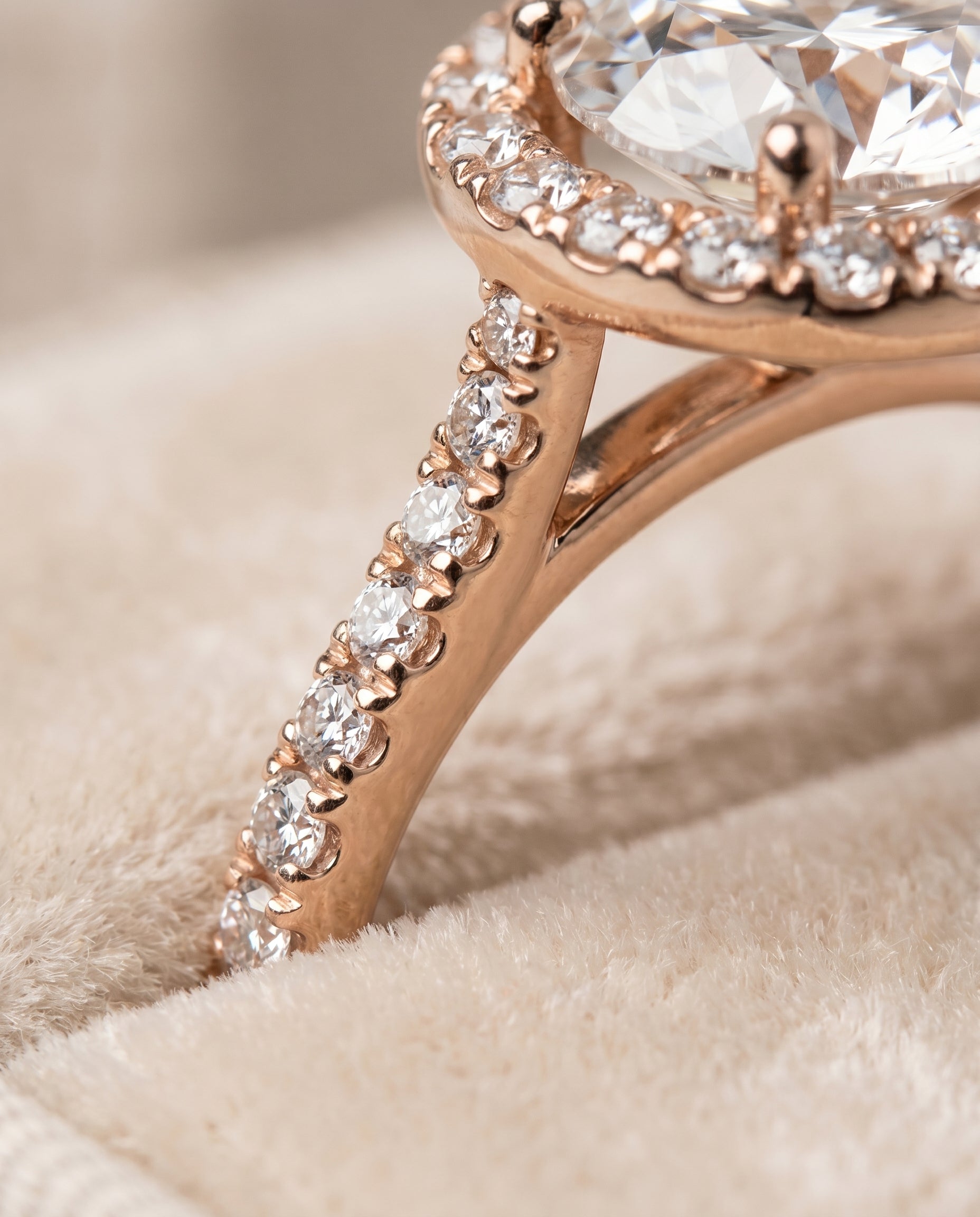 14K Rose Gold band of The Dionne round engagement ring setting | RockHer