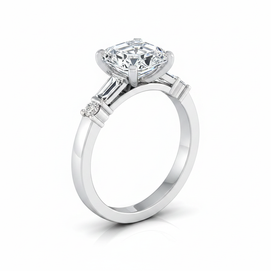 The Diana Matching Wedding Band, Asscher in 18K White Gold