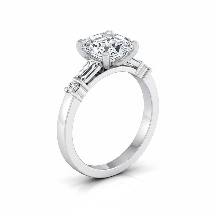 The Diana Matching Wedding Band, Asscher in 18K White Gold | RockHer