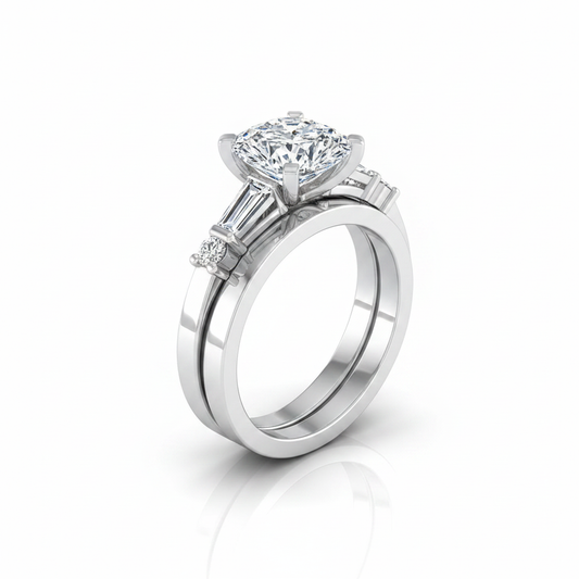 The Diana Matching Wedding Band, Cushion in 18K White Gold