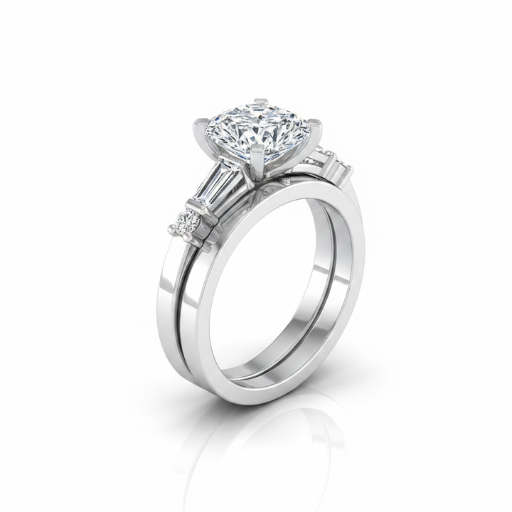The Diana Matching Wedding Band, Cushion in 18K White Gold | RockHer