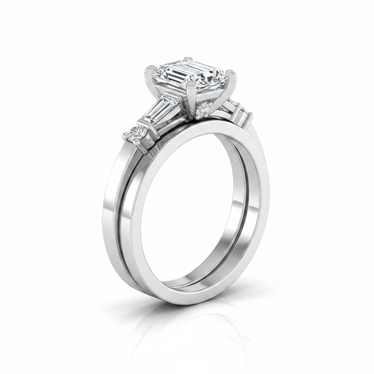 The Diana Matching Wedding Band, Emerald in 18K White Gold