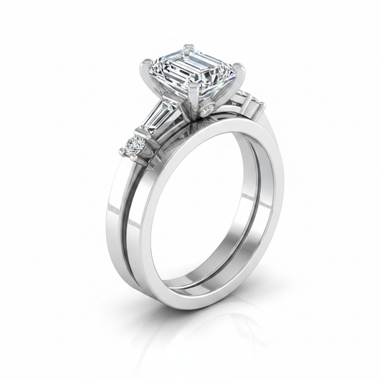 The Diana Matching Wedding Band, Emerald in Platinum