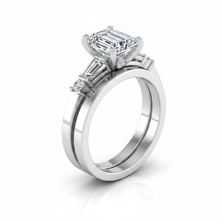 The Diana Matching Wedding Band, Emerald in Platinum | RockHer