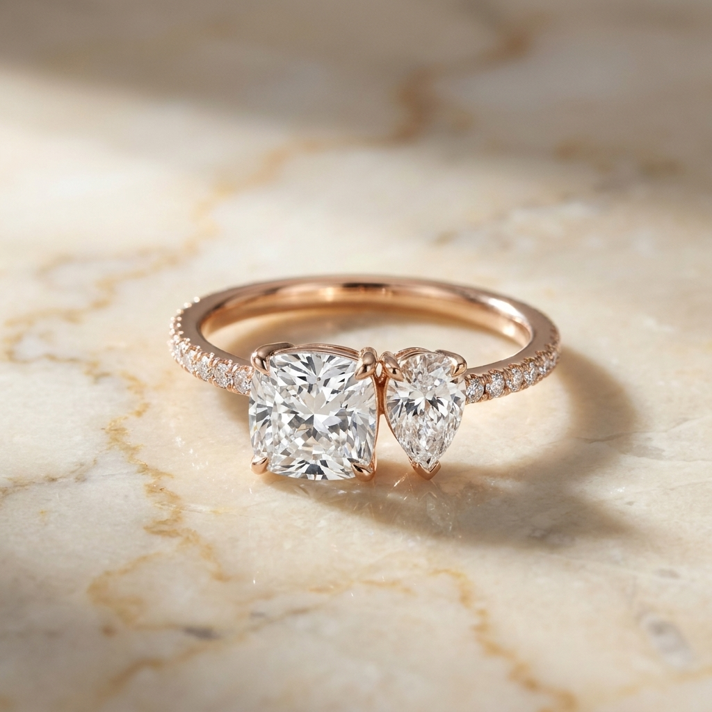 The Diana cushion engagement ring setting in 14K Rose Gold | RockHer