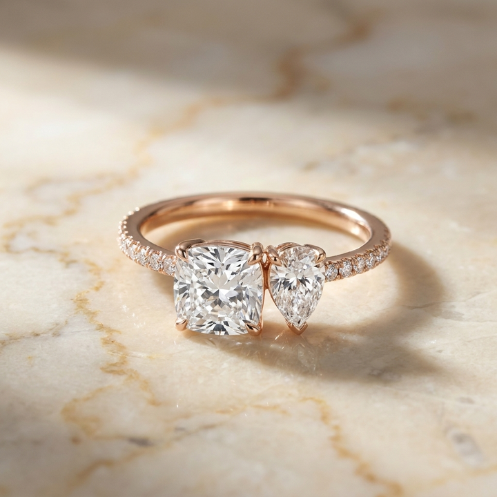 The Diana cushion engagement ring setting in 14K Rose Gold | RockHer