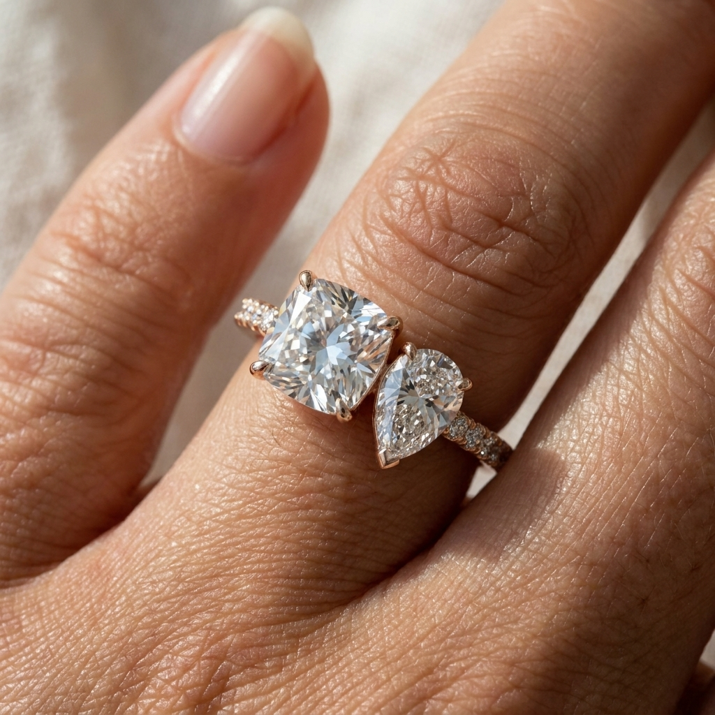 The Diana setting for cushion diamonds, made to order in 14K Rose Gold | RockHer