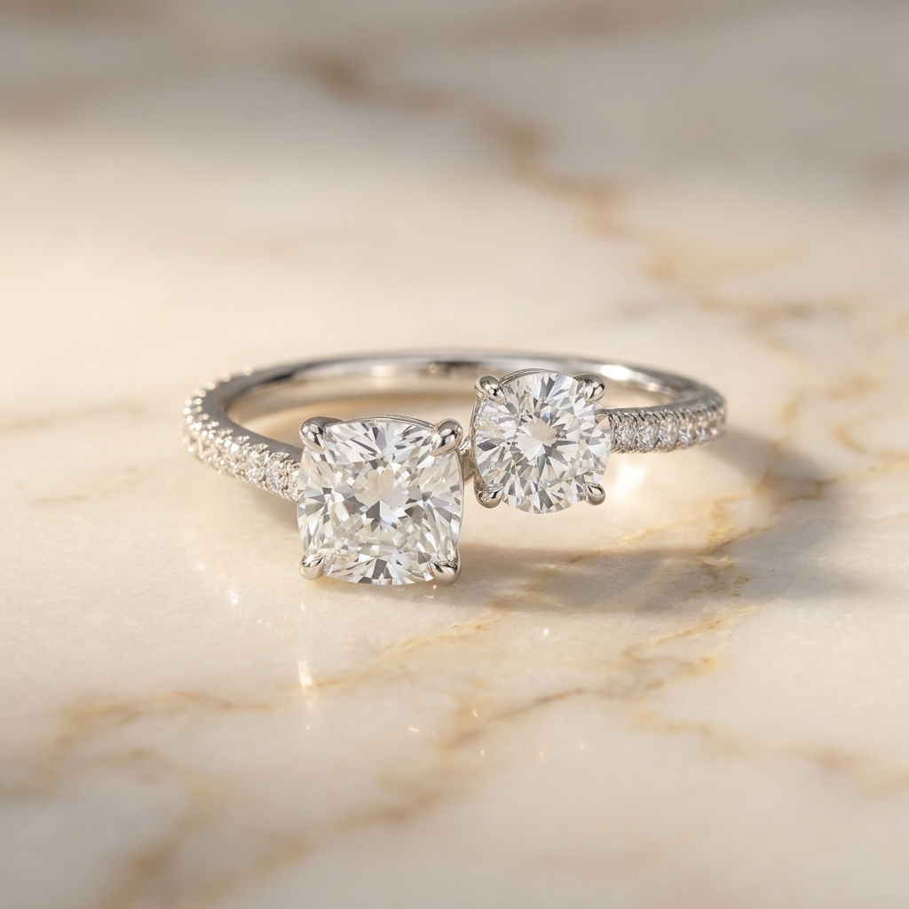 The Diana cushion engagement ring setting in 18K White Gold | RockHer