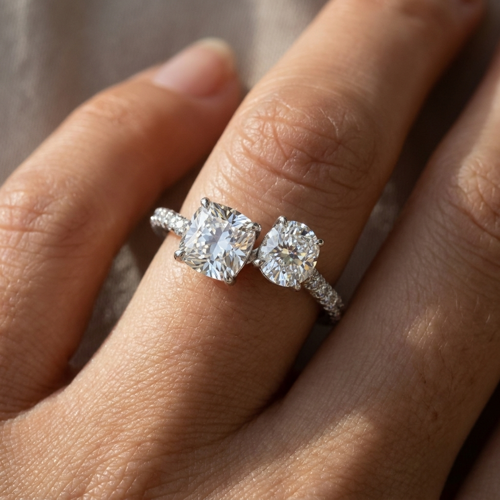 The Diana setting for cushion diamonds, made to order in 18K White Gold | RockHer