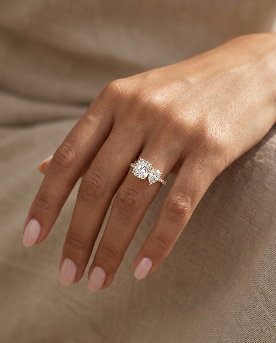 14K Rose Gold band of The Diana cushion engagement ring setting | RockHer