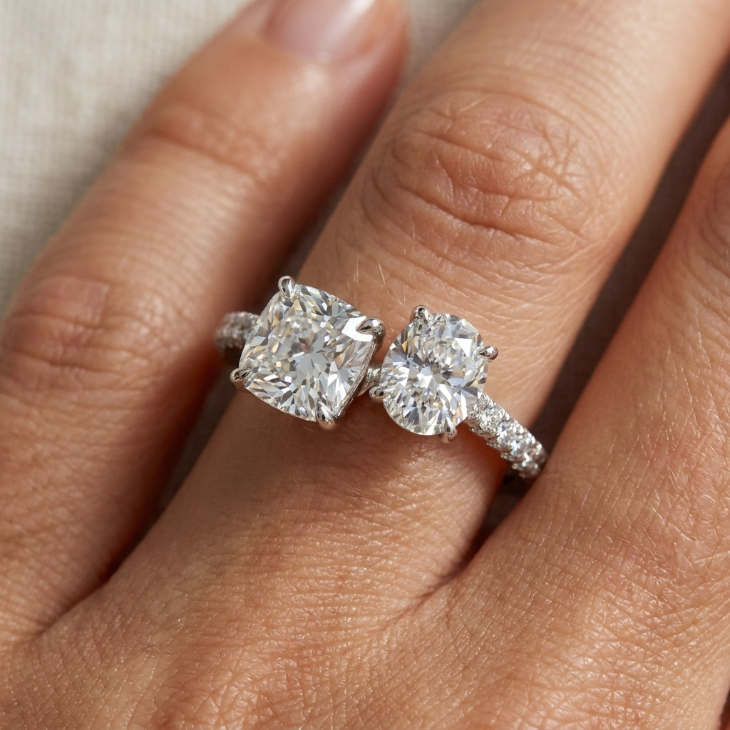 The Diana setting for cushion diamonds, made to order in Platinum | RockHer