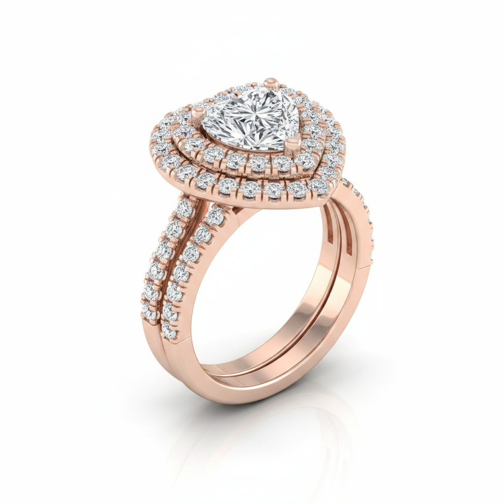 The Dinah Matching Wedding Band, Heart in 14K Rose Gold