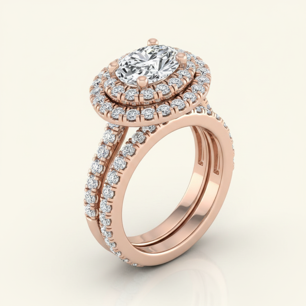 The Dinah Matching Wedding Band, Oval in 14K Rose Gold