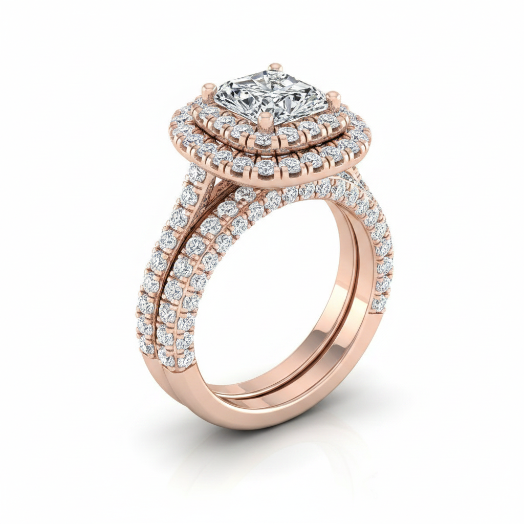 The Dinah Matching Wedding Band, Radiant in 14K Rose Gold