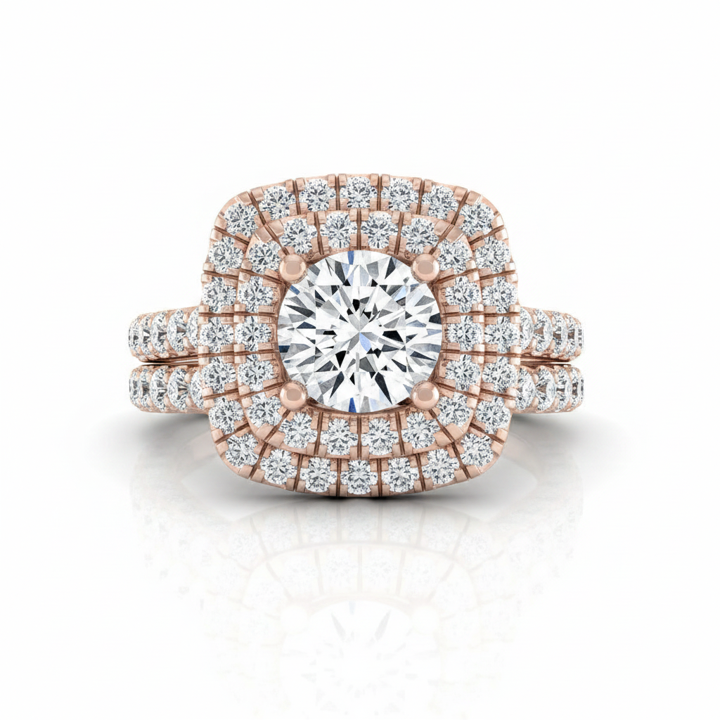 The Dinah Matching Wedding Band, Round in 14K Rose Gold