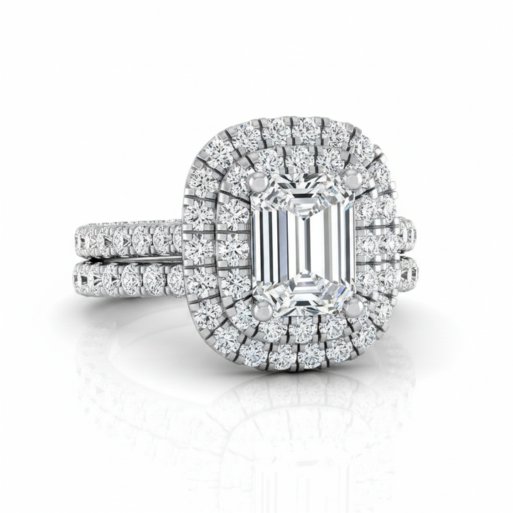 The Dinah Matching Wedding Band, Emerald in 18K White Gold
