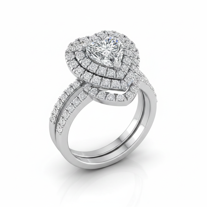 The Dinah Matching Wedding Band, Heart in 18K White Gold | RockHer